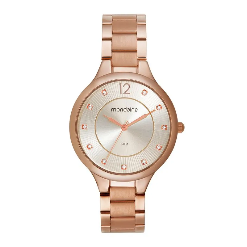 Relógio Feminino Cristais Rosé