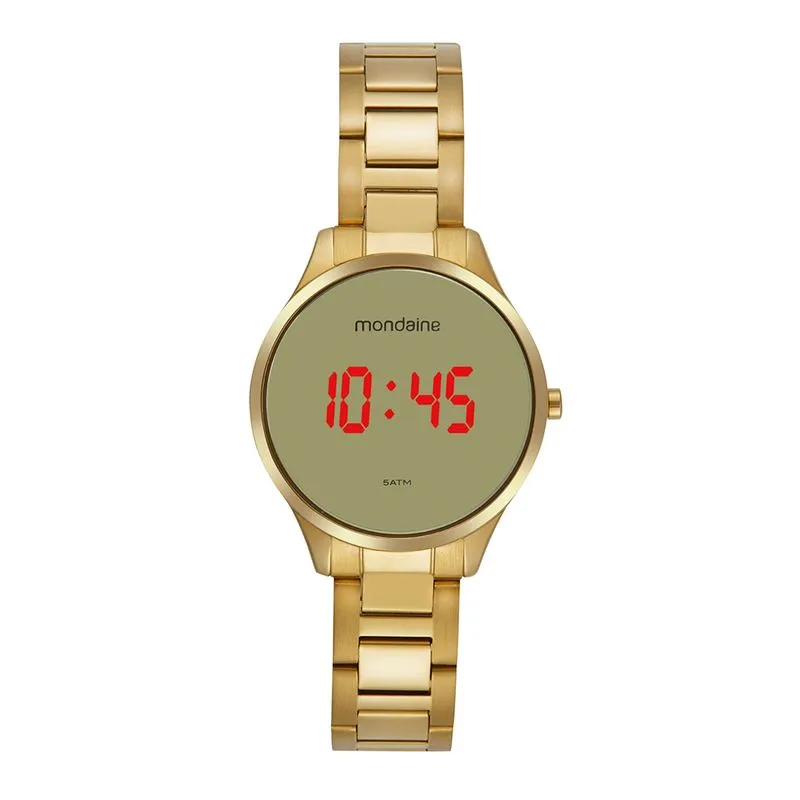 Relógio Feminino Digital Espelhado Led Dourado