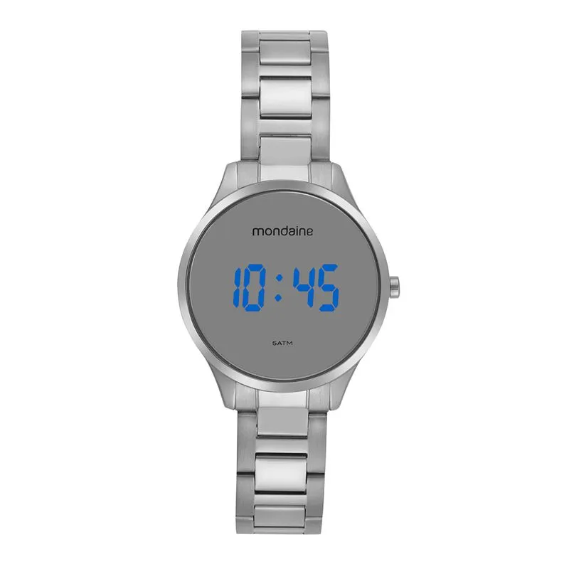 Relógio Masculino Digital Led Espelhado Prata