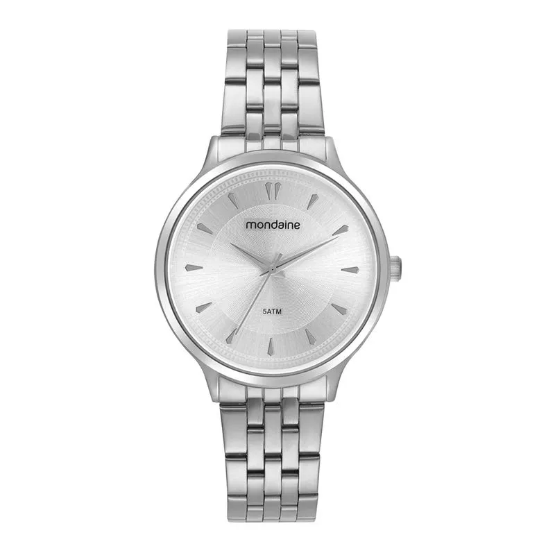 Relógio Feminino Visor Texturizado Prata
