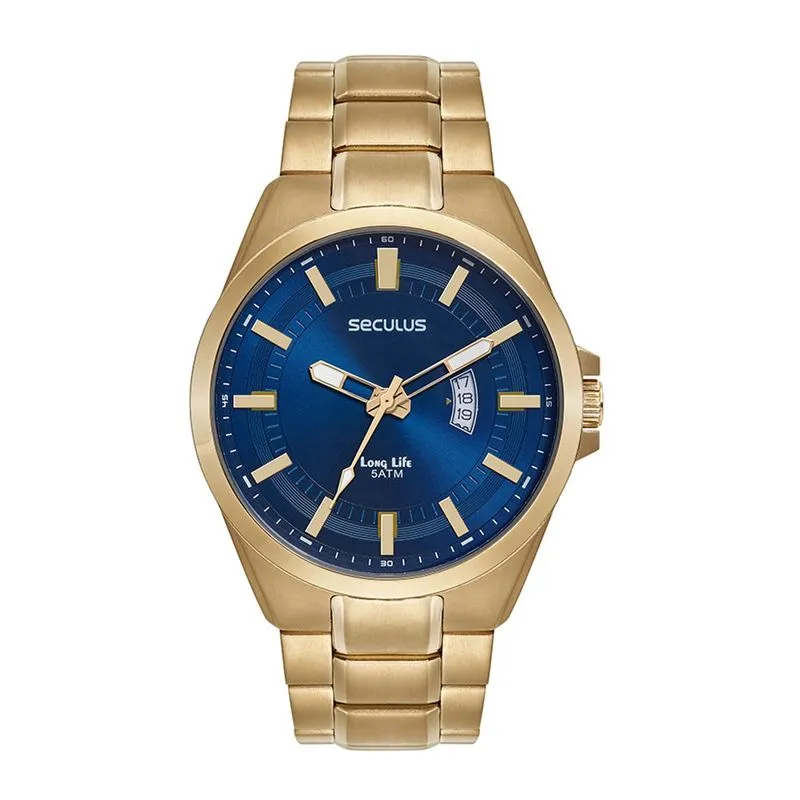 Relogio De Pulso Masculino Dourado 44254gpsvda2 - Seculus