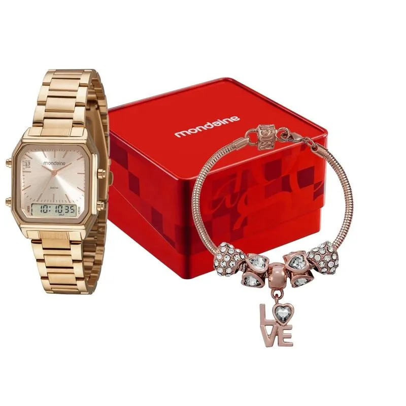 Relogio De Pulso Feminino+Acessório 32216lpmvre2k1 - Mondaine Rose