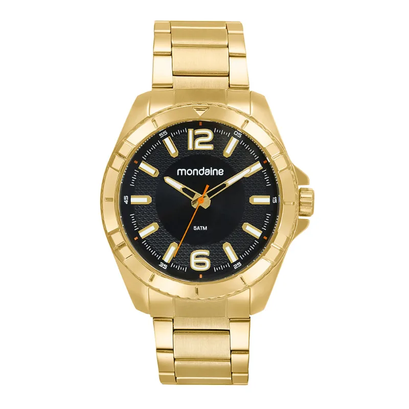 Relógio Masculino Casual Dourado Mostrador Preto