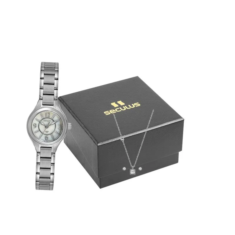 Relogio De Pulso Kit Feminino Prata 44189l0svna3k1 - Seculus