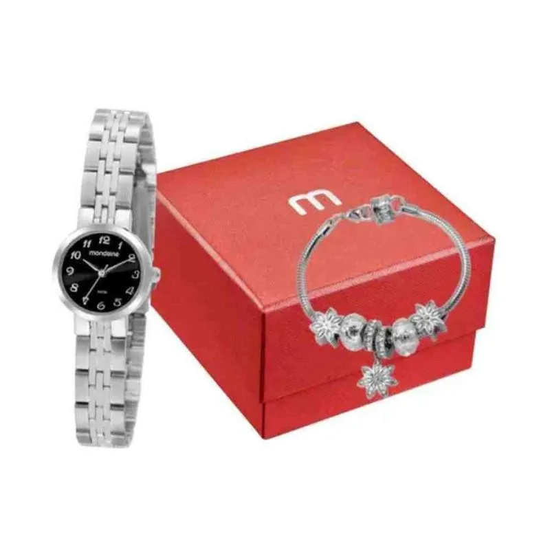 Kit Relógio + Pulseira Mondaine Prata Feminino 32391L0Mvne2K2
