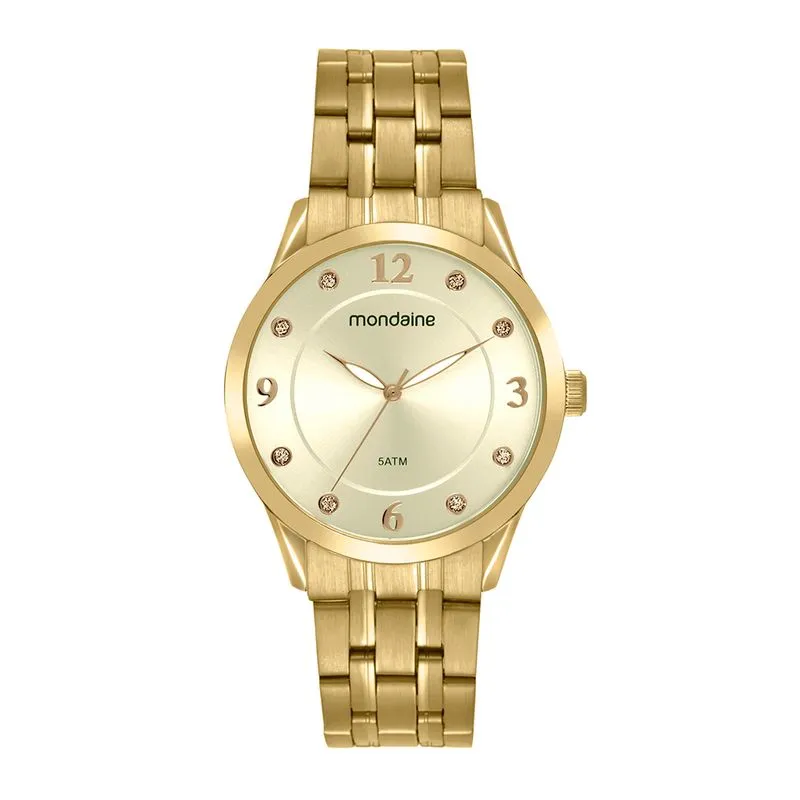Relógio Feminino Marcadores Glitter Dourado