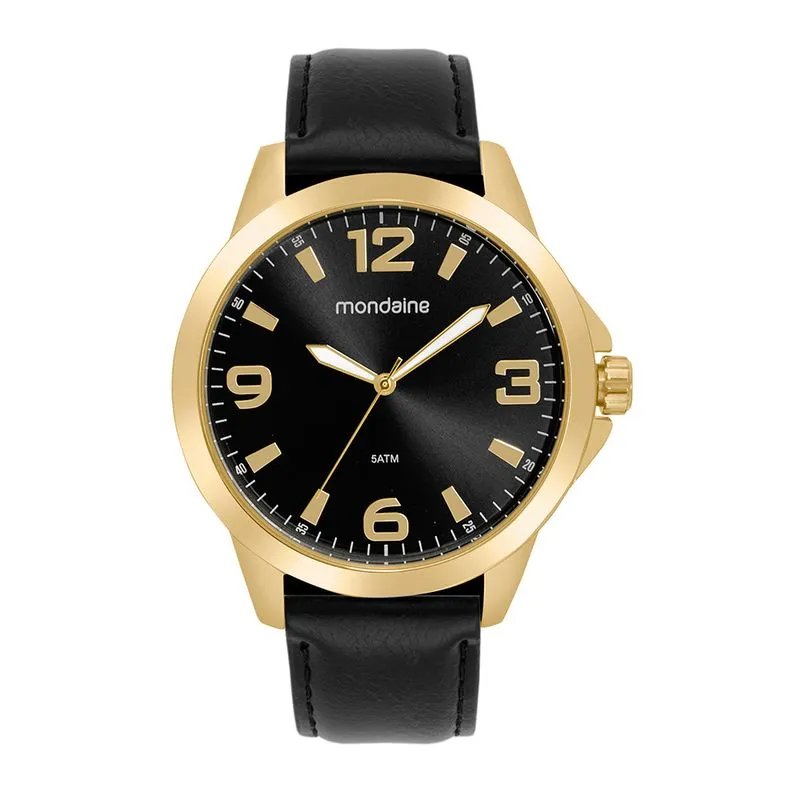 Relógio Masculino Casual Visor Texturizado Dourado