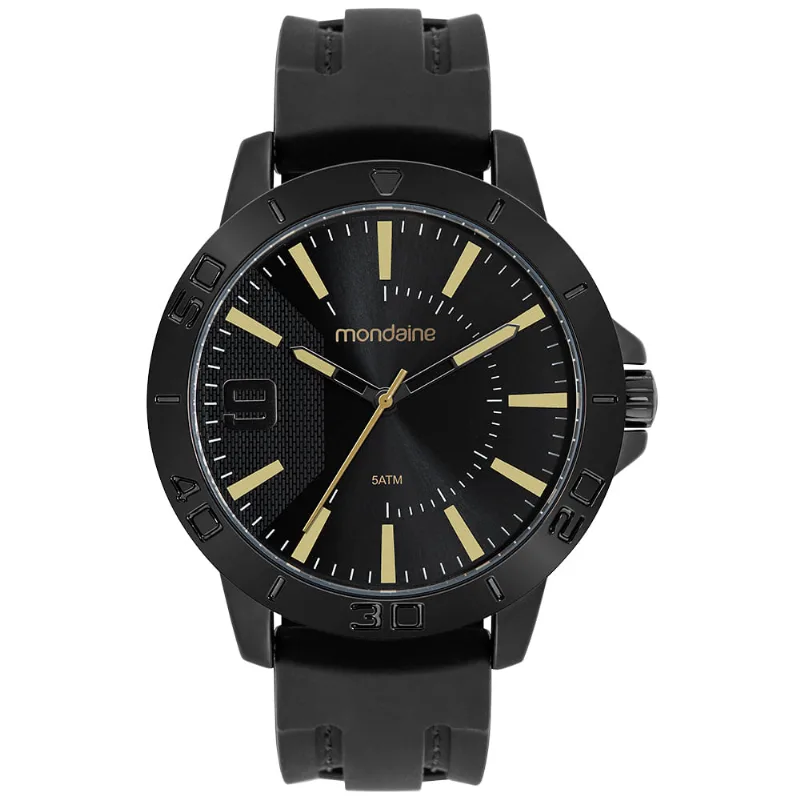 Relógio Masculino Esportivo Pespontos Silicone Preto