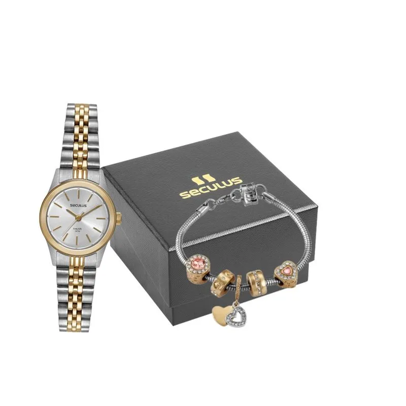Relogio De Pulso Kit Feminino Bicolor 44193lpsvba2k3 - Seculus