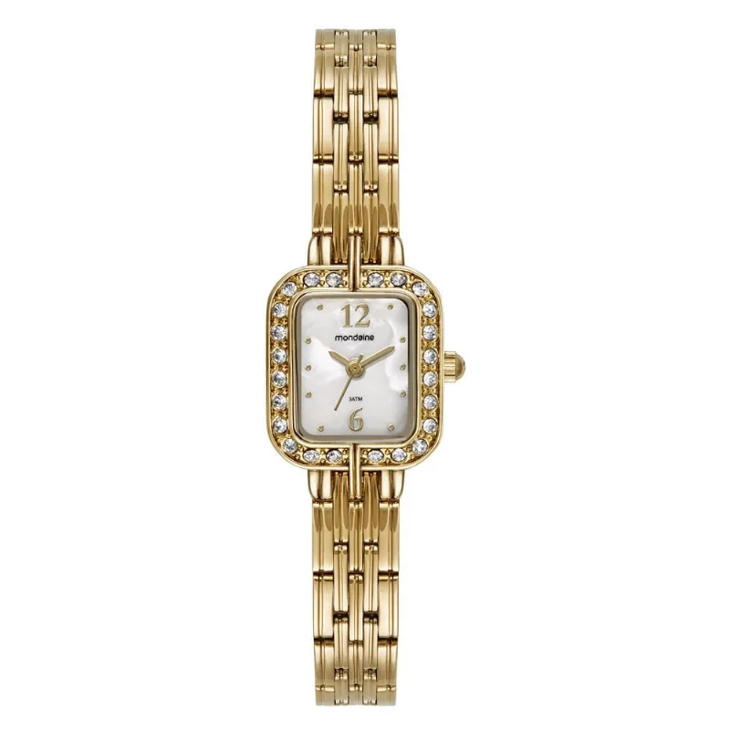 Relogio Mondaine Feminino Ref: 99781lpmvde1 Retangular Dourado
