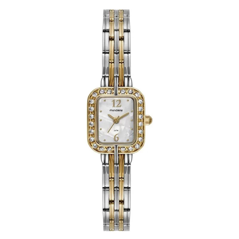 Relogio Mondaine Feminino Ref: 99781lpmvbe2 Retangular Bicolor