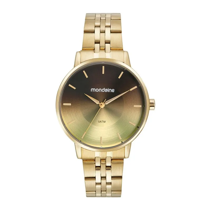 Relógio Feminino Visor Degradê Dourado