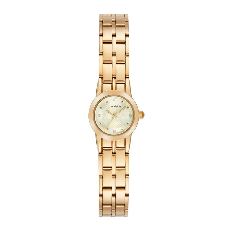 Relógio Feminino Dourado Mostrador Texturizado