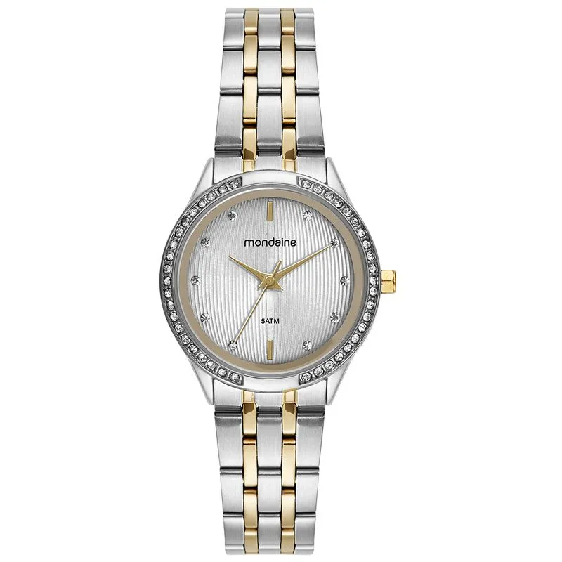 Relógio Feminino Bicolor Mostrador Texturizado