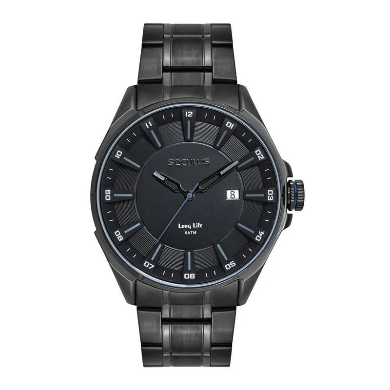 Relógio Seculus Masculino Esportivo Black
