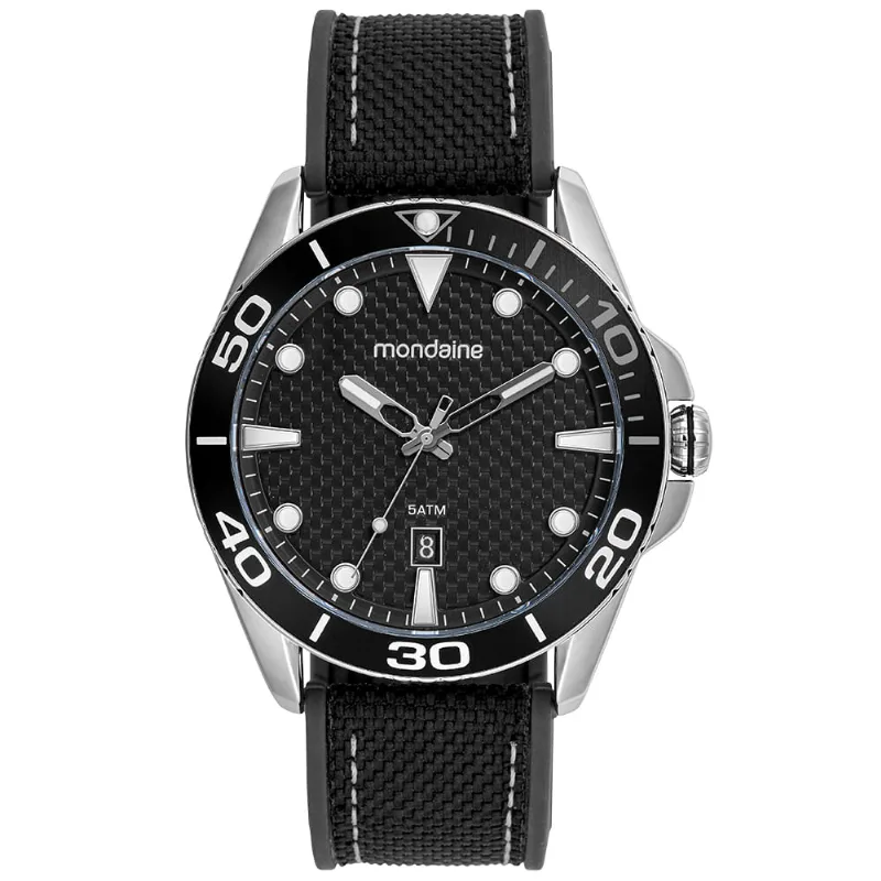 Relógio Masculino Calendário Cromado Pulseira Nylon Silicone