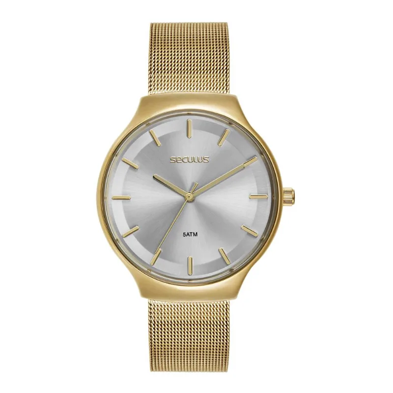Relógio Seculus Feminino Ref: 77317lpsvds1 Casual Mesh Dourado