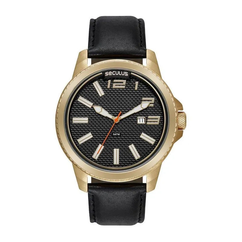 Relógio Seculus Masculino Casual Dourado