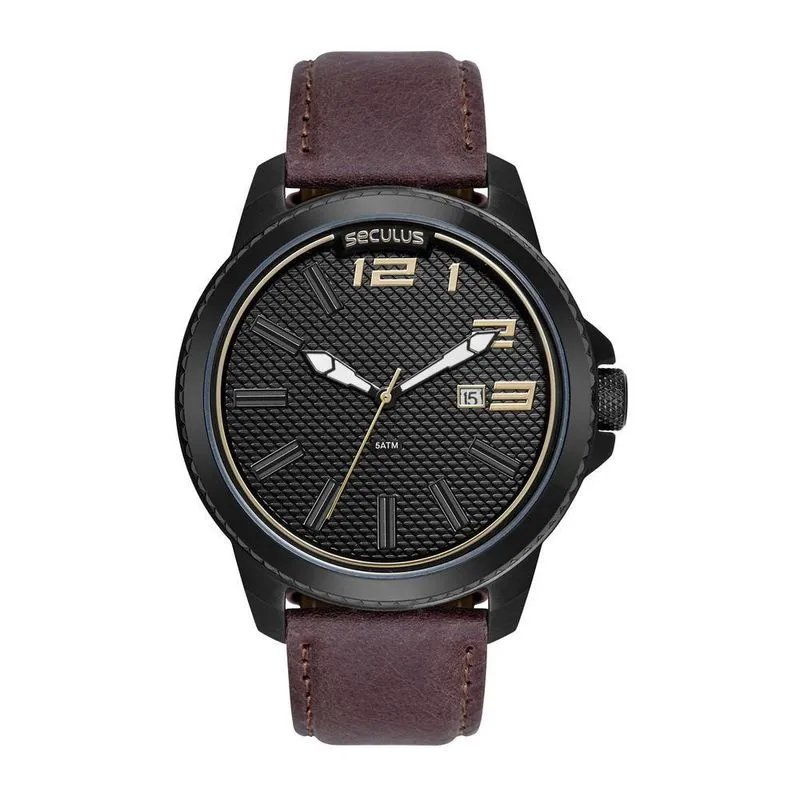 Relógio Seculus Masculino Casual Black