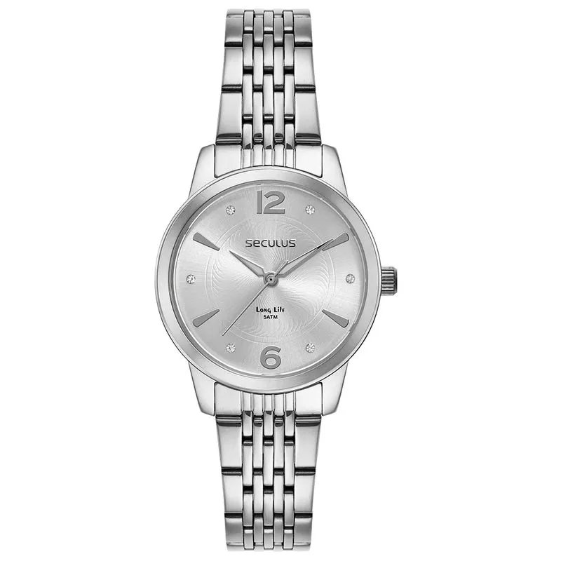 Relógio Feminino Aço Cromado Cristais
