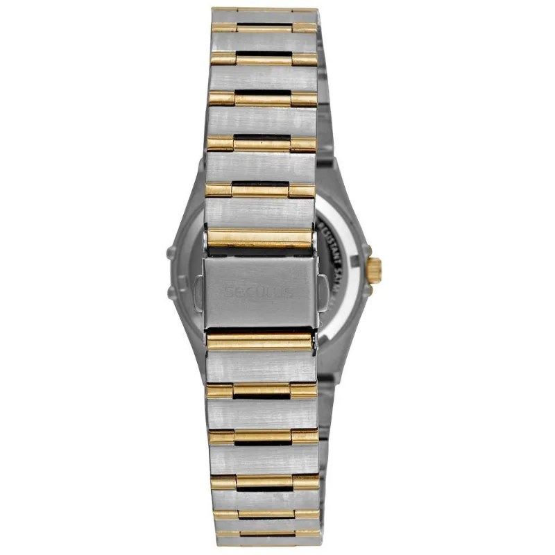 Relógio Feminino Vintage Prata Analógico Aço Inox com Calendário e Fecho Dobrável Séculus