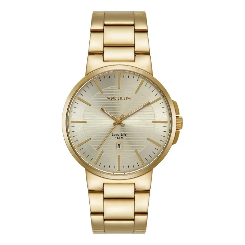 Relógio Seculus Masculino Ref: 23730gpsvda2 Casual Dourado