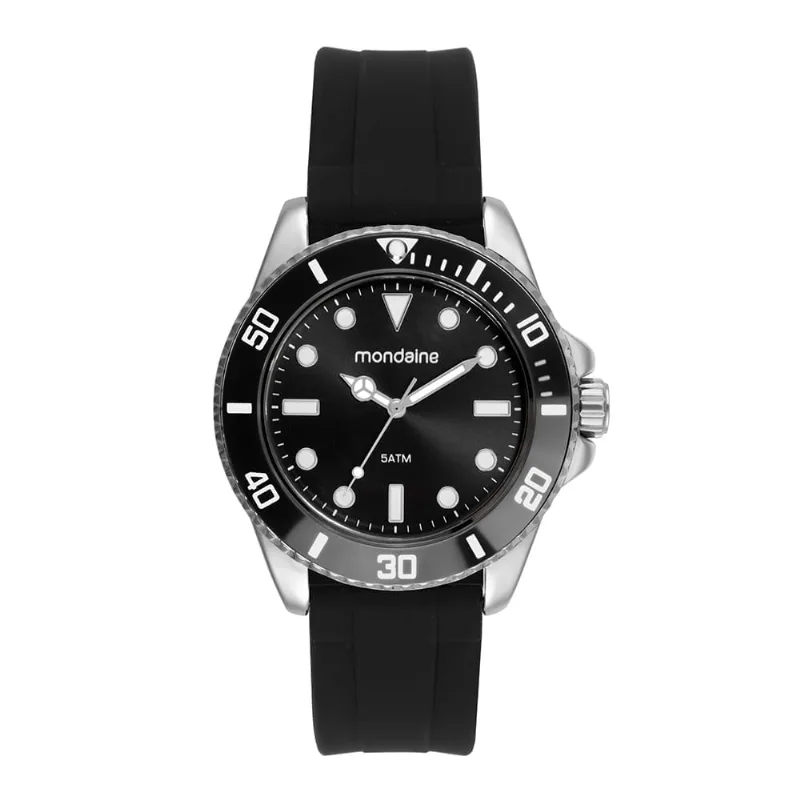 Relógio Masculino Mostrador Preto Pulseira em Silicone