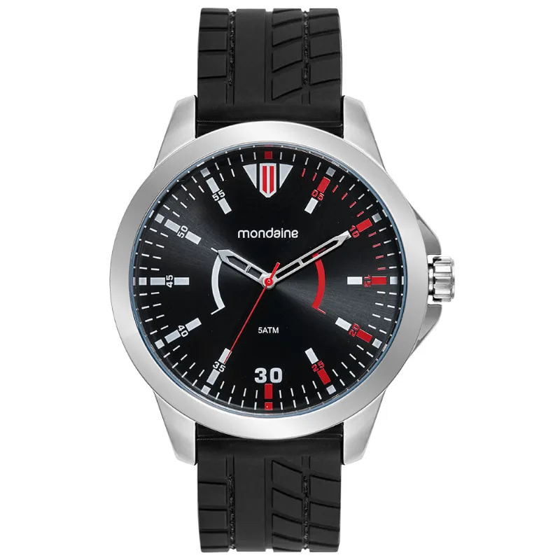 Relógio Masculino Esportivo Pulseira Silicone Relevo Prata