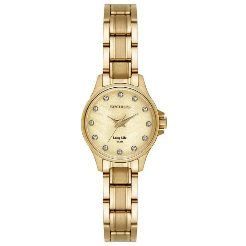 Relógio Seculus Feminino Ref: 77330lpsvda1 Clássico Aço Dourado