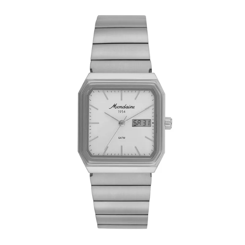 Relógio Masculino Prata Quadrado Anadigi Vintage