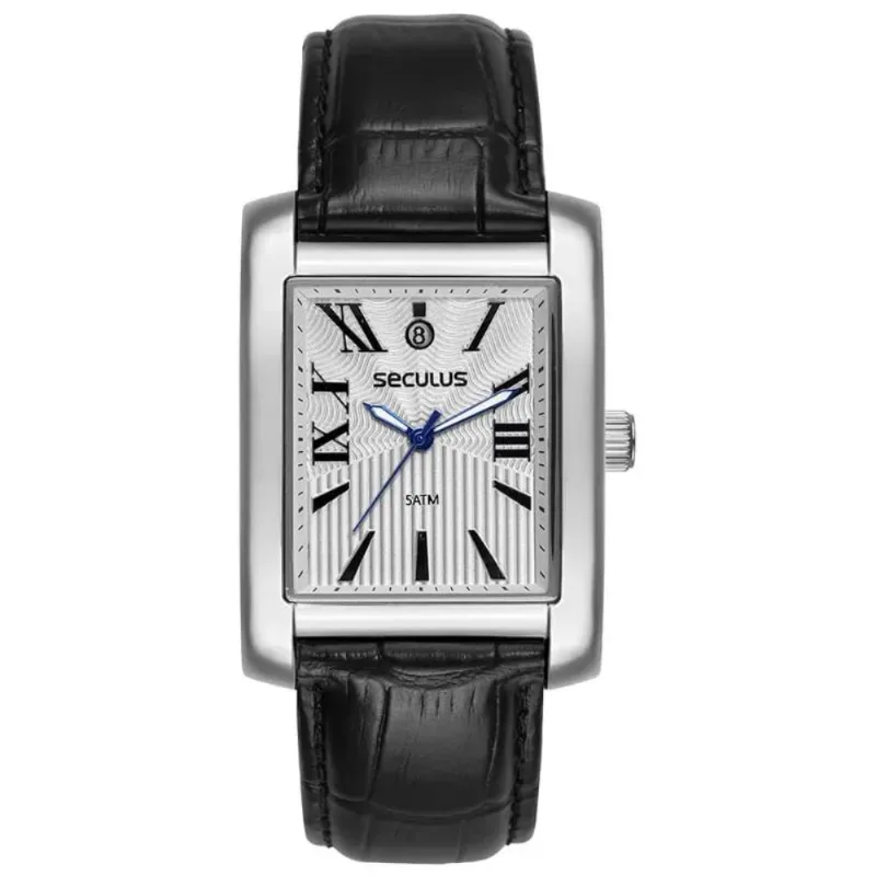 Relógio Seculus Masculino Ref: 23744g0svnc1 Retangular Prateado