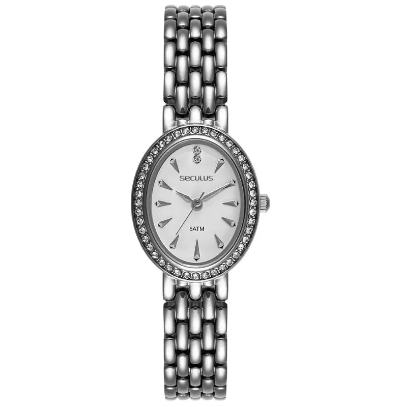 Relógio Seculus Feminino Ref: 23745l0svns2 Oval Bracelete Prateado