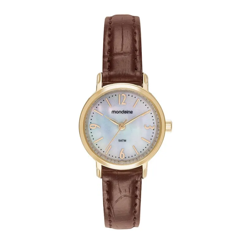 Relógio Feminino Dourado Mostrador Madrepérola