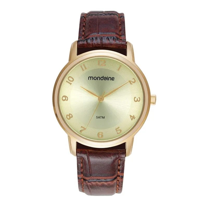 Relógio Feminino Dourado Efeito Metálico
