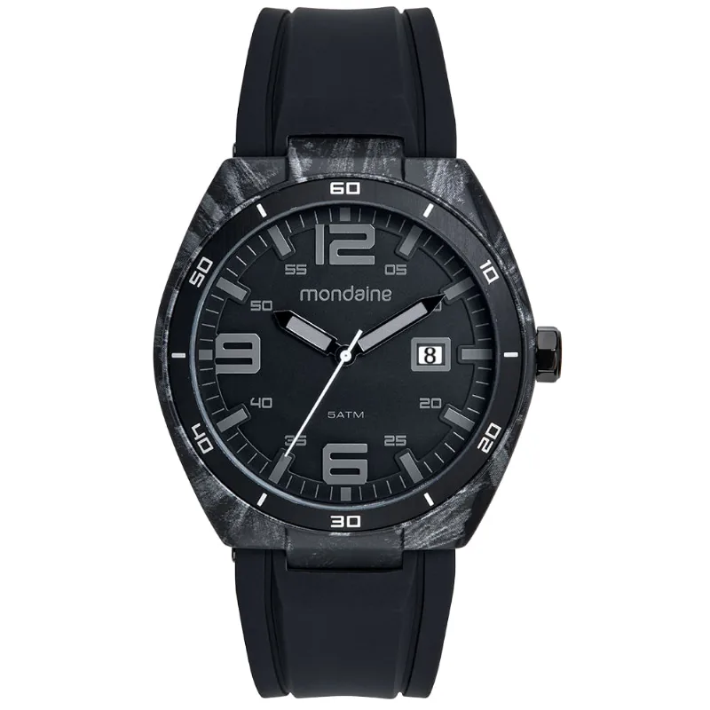 Relógio Masculino Detalhes em Carbono Pulseira Silicone