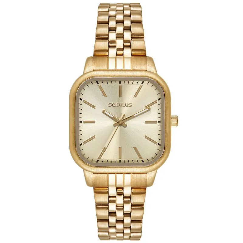 Relógio Feminino Quadrado Dourado Minimalista