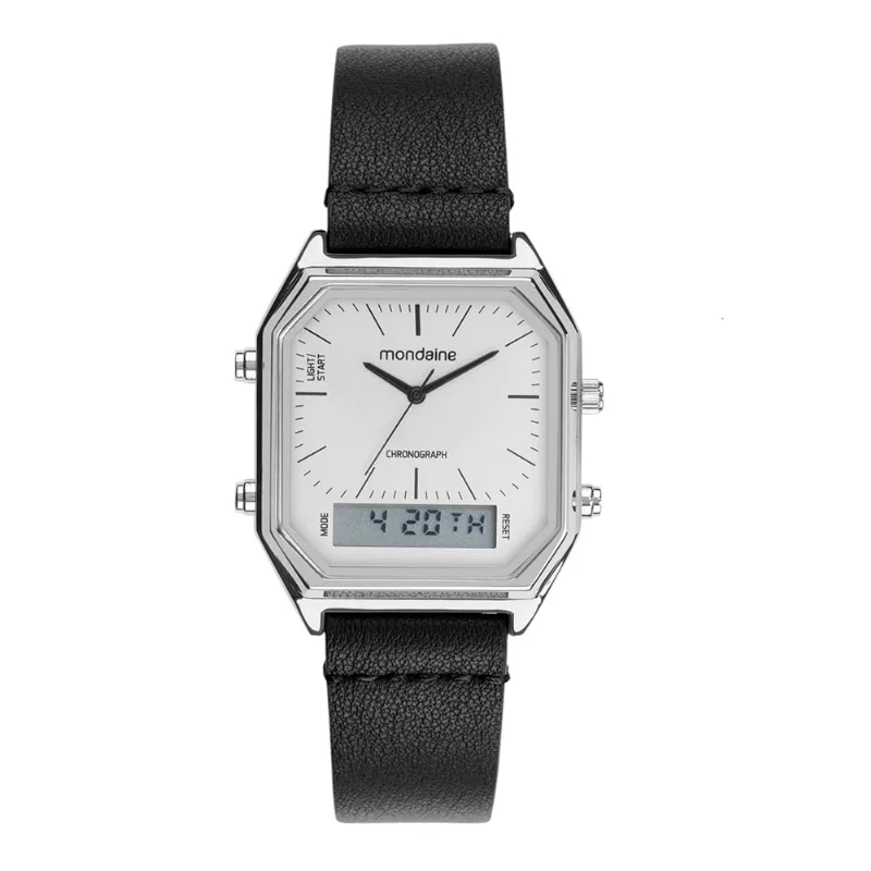 Relógio Masculino Prata Quadrado Anadigi Vintage