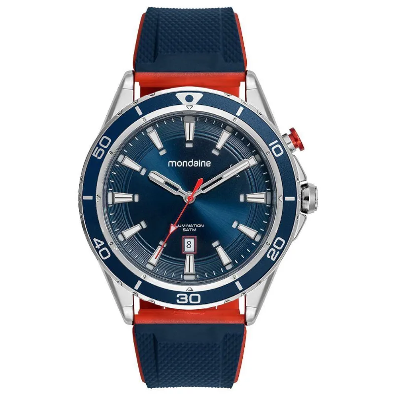 Relógio Masculino Anadigi Analógico e Digital Silicone Azul Prata Mondaine