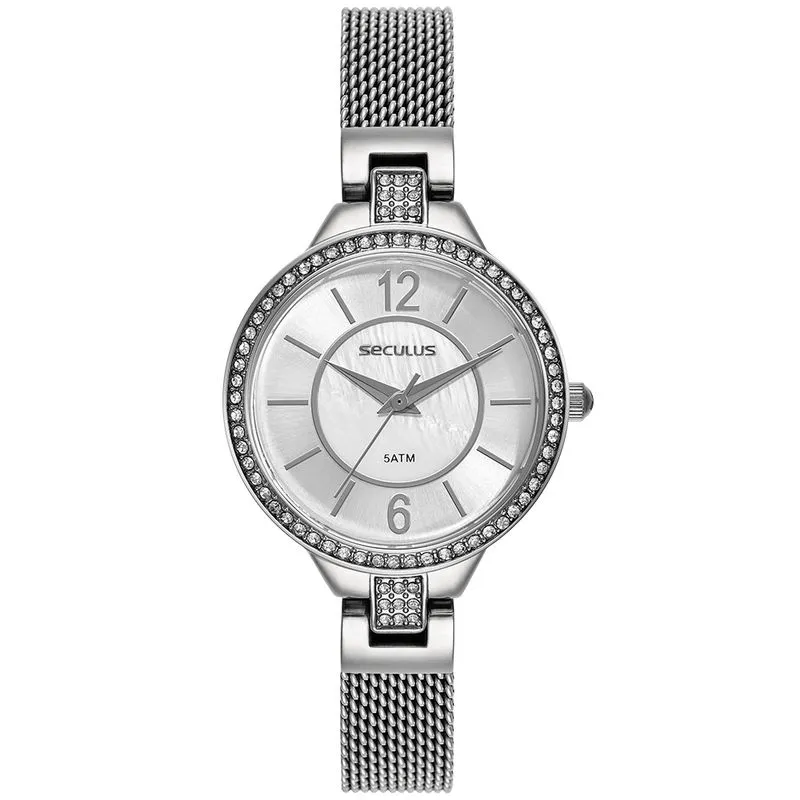 Relógio Feminino Analógico Elegante Prata Minimalista
