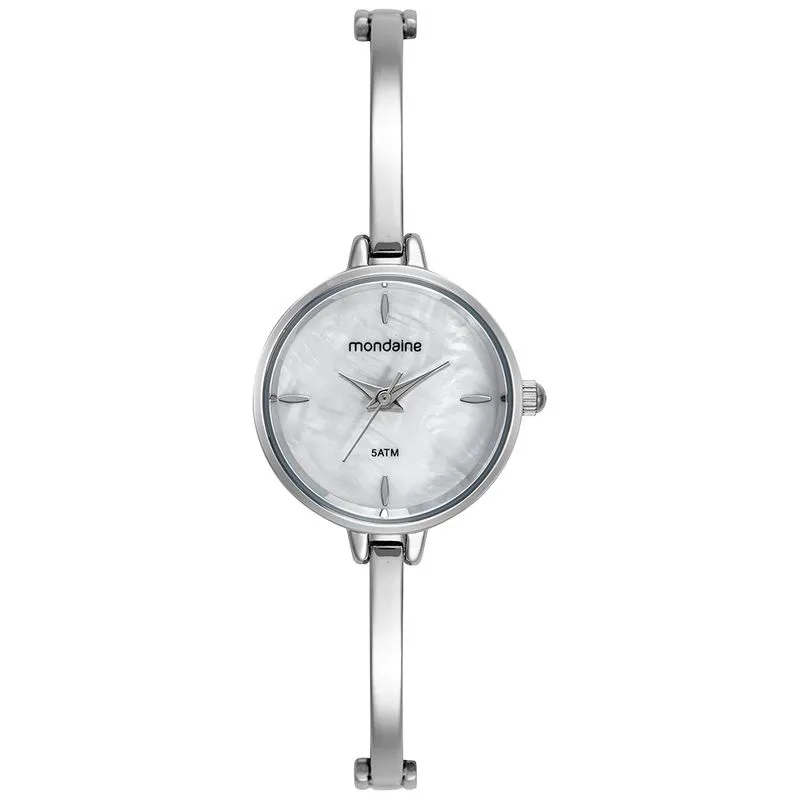Relógio Feminino Bracelete Madrepérola Prata