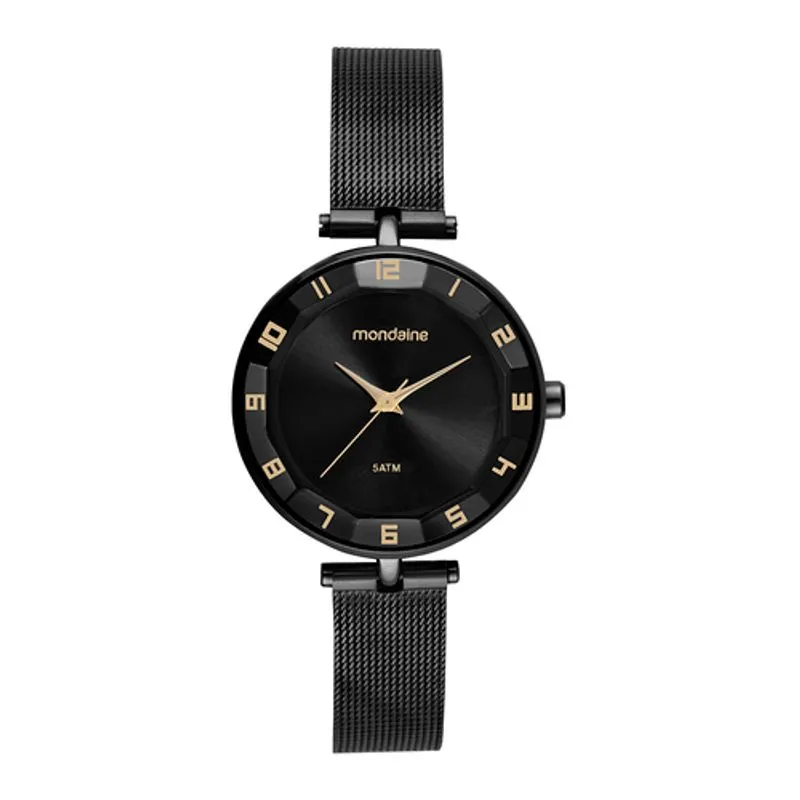 Relógio Feminino Malha de Aço Preto