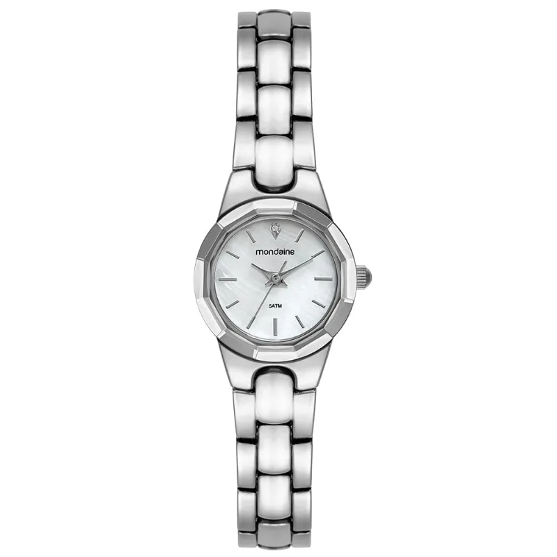 Relógio Feminino Prata Mostrador Madrepérola 22mm