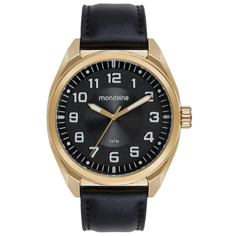 Relógio Masculino Dourado Casual Pulseira Couro Fecho Fivela