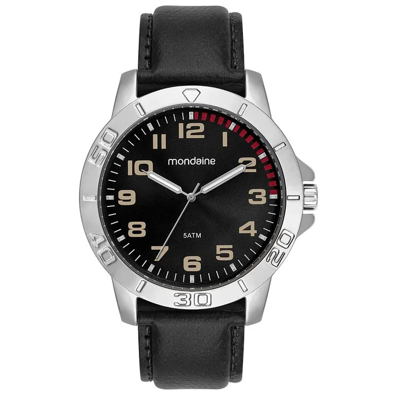 Relógio Masculino Preto Design Robusto Pulseira Couro