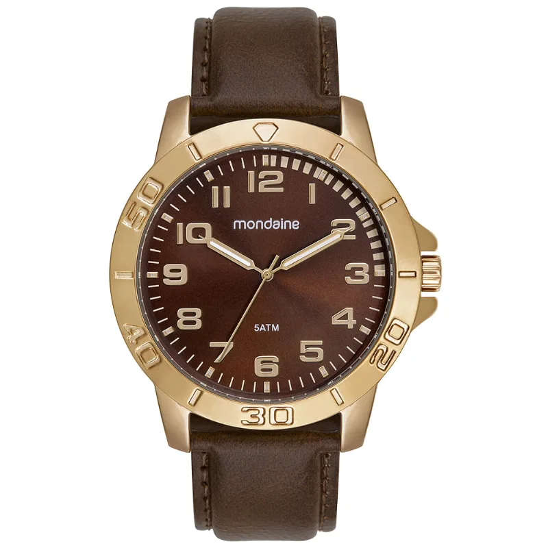 Relógio Masculino Marrom Casual Pulseira de Couro