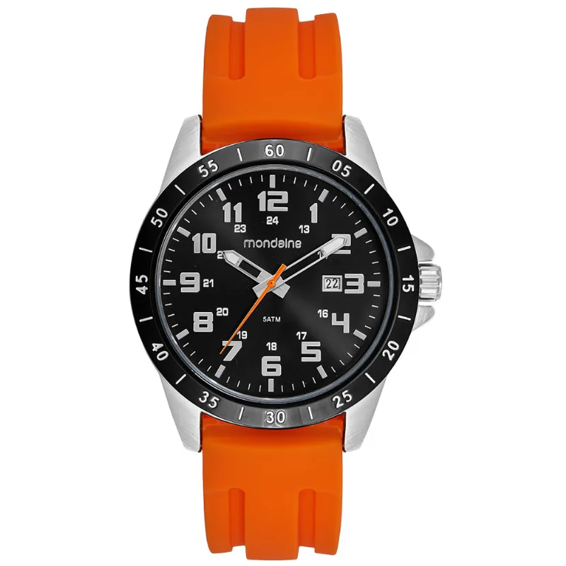 Relógio Masculino Esportivo Pulseira Silicone Laranja