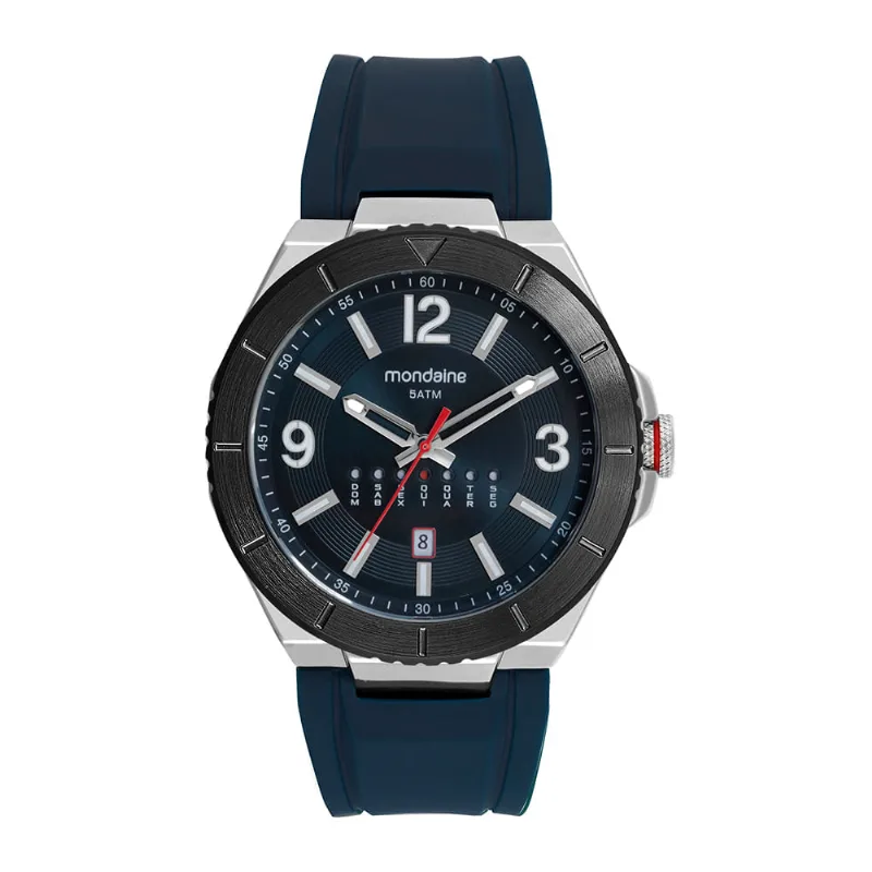 Relógio Masculino Prata Pulseira Silicone Calendário