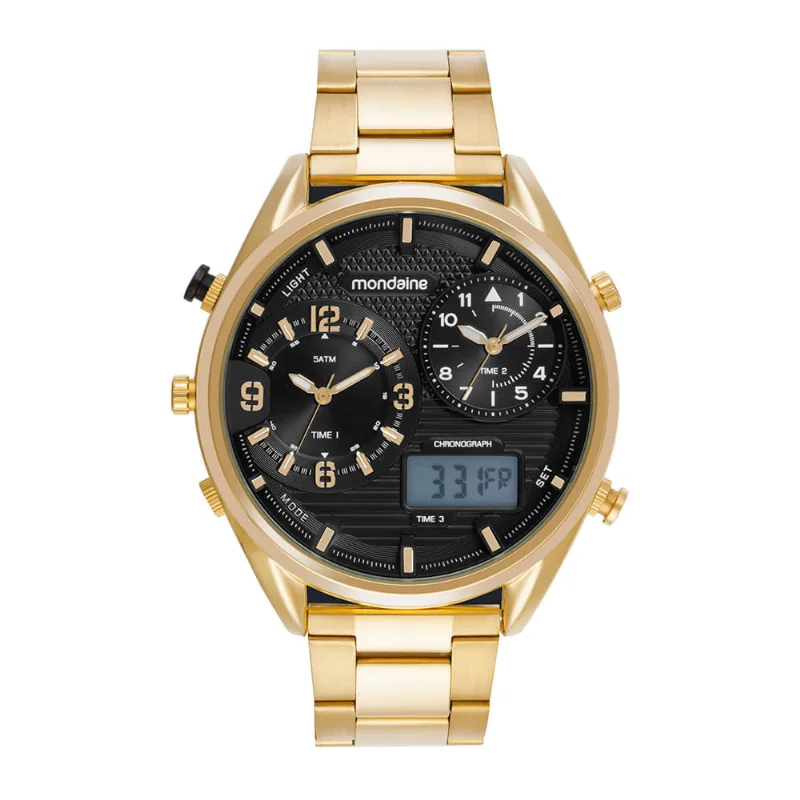 Relógio Masculino Anadigi Dourado