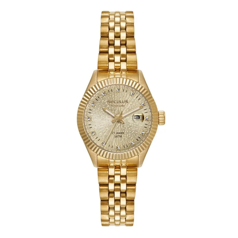 Relógio Seculus Feminino Ref: 44291lpsvda2 Automático Dourado