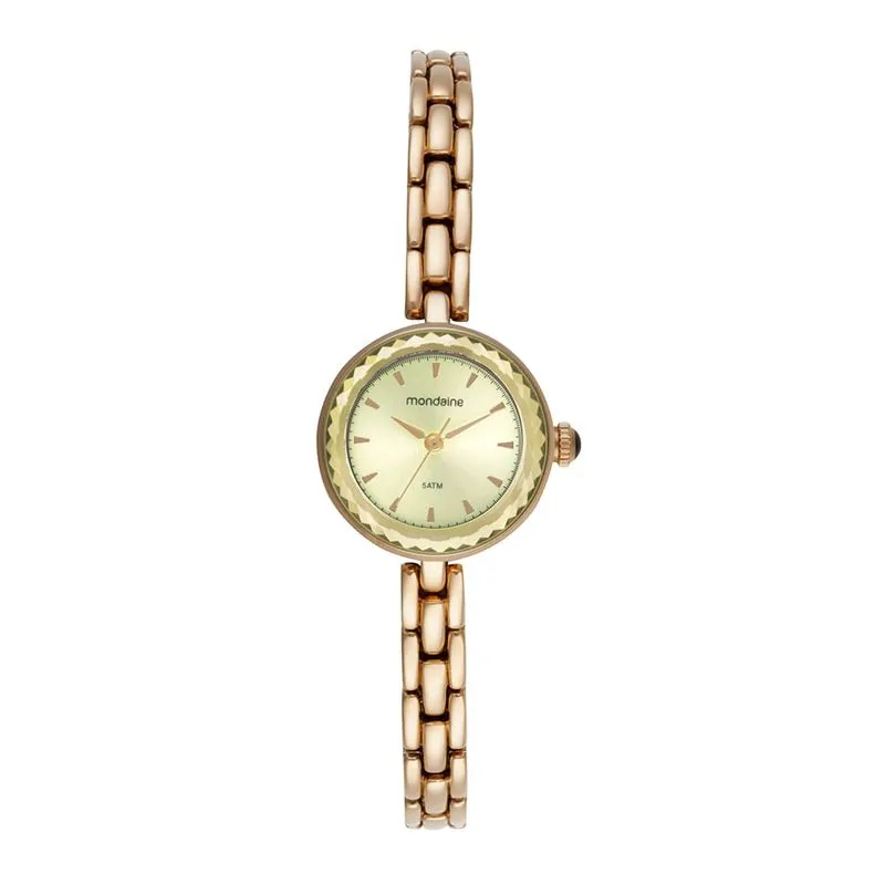 Relogio Feminino Mondaine Dourado Vidro Facetado